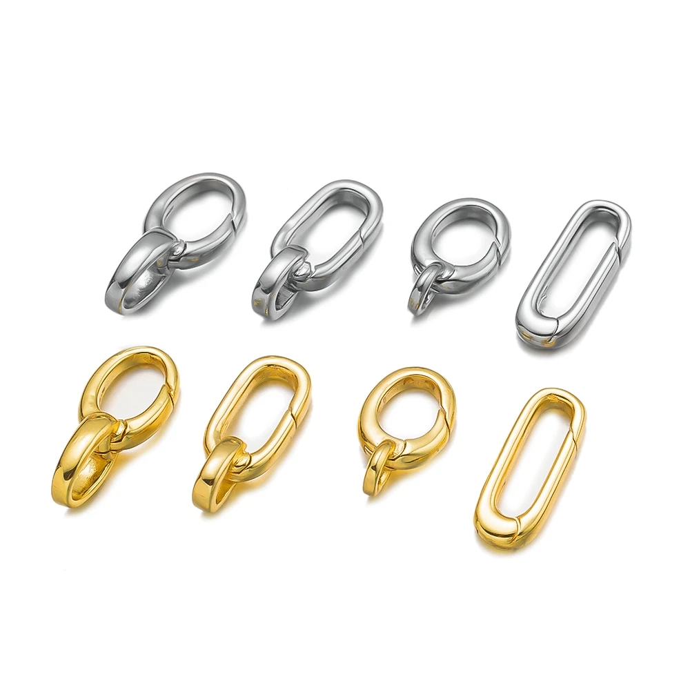 2Pcs 14K Golden Opened Clasp Carabiner Lobster Clasp Spring Buckle Connector For DIY Chain Necklace Jewelry Making Finding