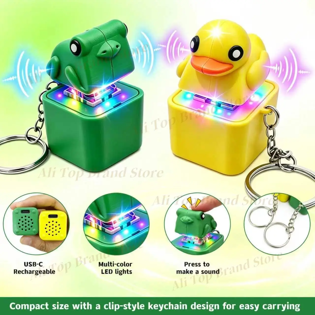 Frog Seagull Mine Button Keychain,Seagull Mine Keychain with Sound,Rechargeable Noise Maker ,Fidget Toy for Stress Relief