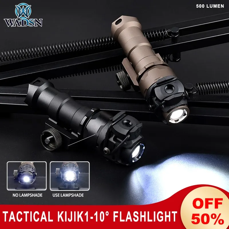 WADSN Metal KIJI Flashlight  Tactical Airsoft K1-10 Degree Scout Light With Dual Function Pressure Switch Fit Mlok Keymod Rail