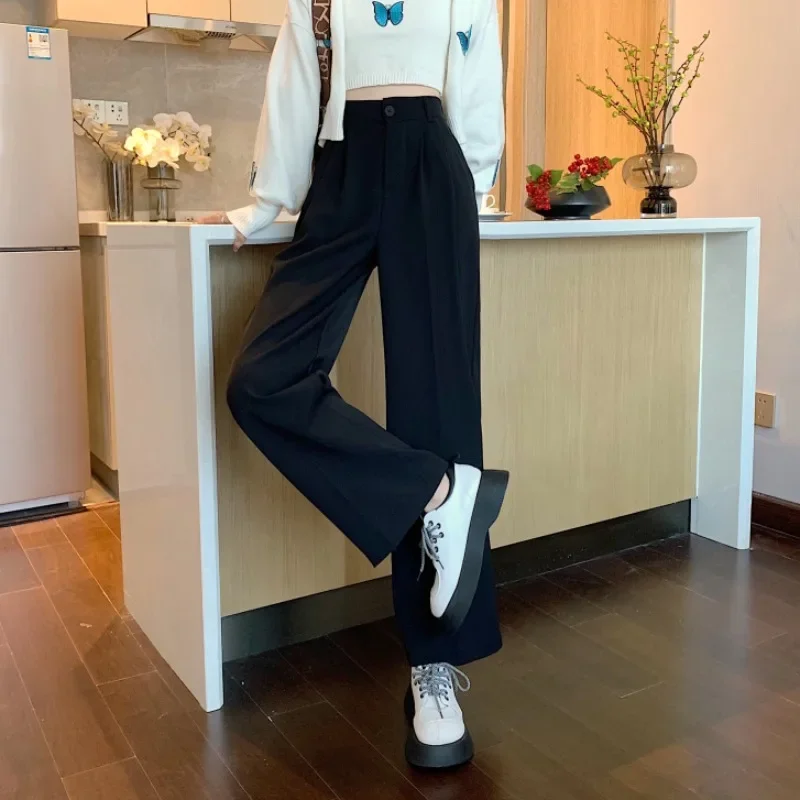 

Брюки женские полная длина с высокой талией простые элегантные офисные женские темпераментные мешковатые брюки базовые весенние женские брюки для отдыха