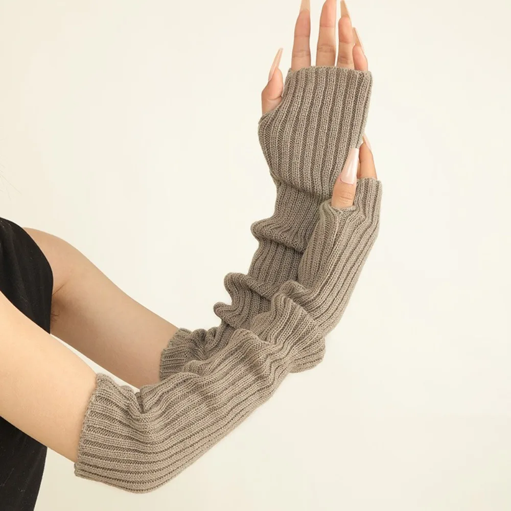 New Knitted Fingerless Gloves Soft Long Arm Sleeve Lolita Style Winter Arm Warmer