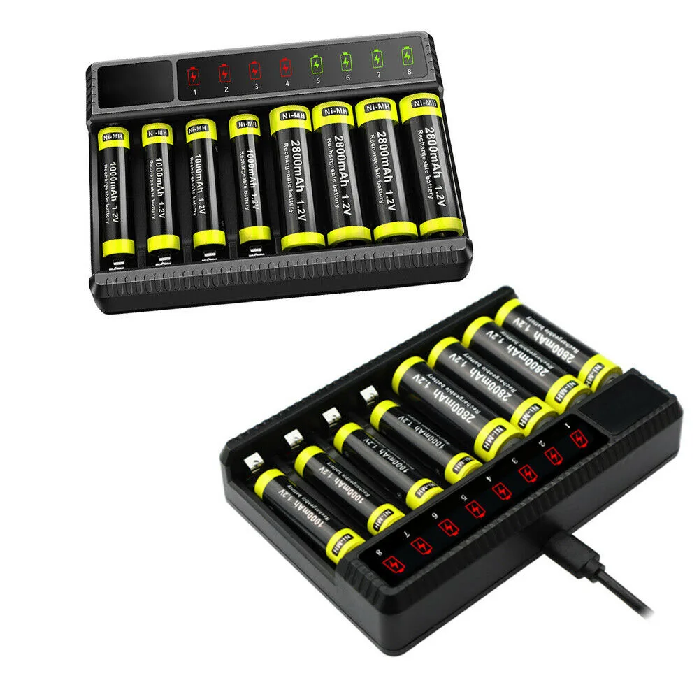 8 Slots for AA/AAA Rechargeable Batteries Independent Slot Consumer Electronics Chargers Battery Charger Fast Charger Charging