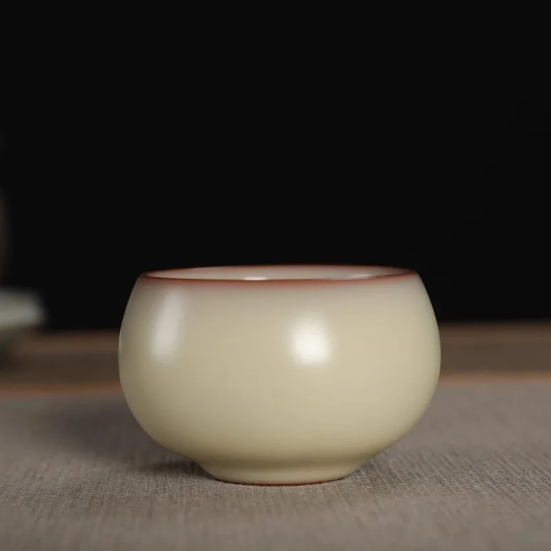 

Longquan Ge Kiln Celadon Lard Jelly Tea Cup Master Jin Lian Handcrafted Drum Cup No Split Host Cup