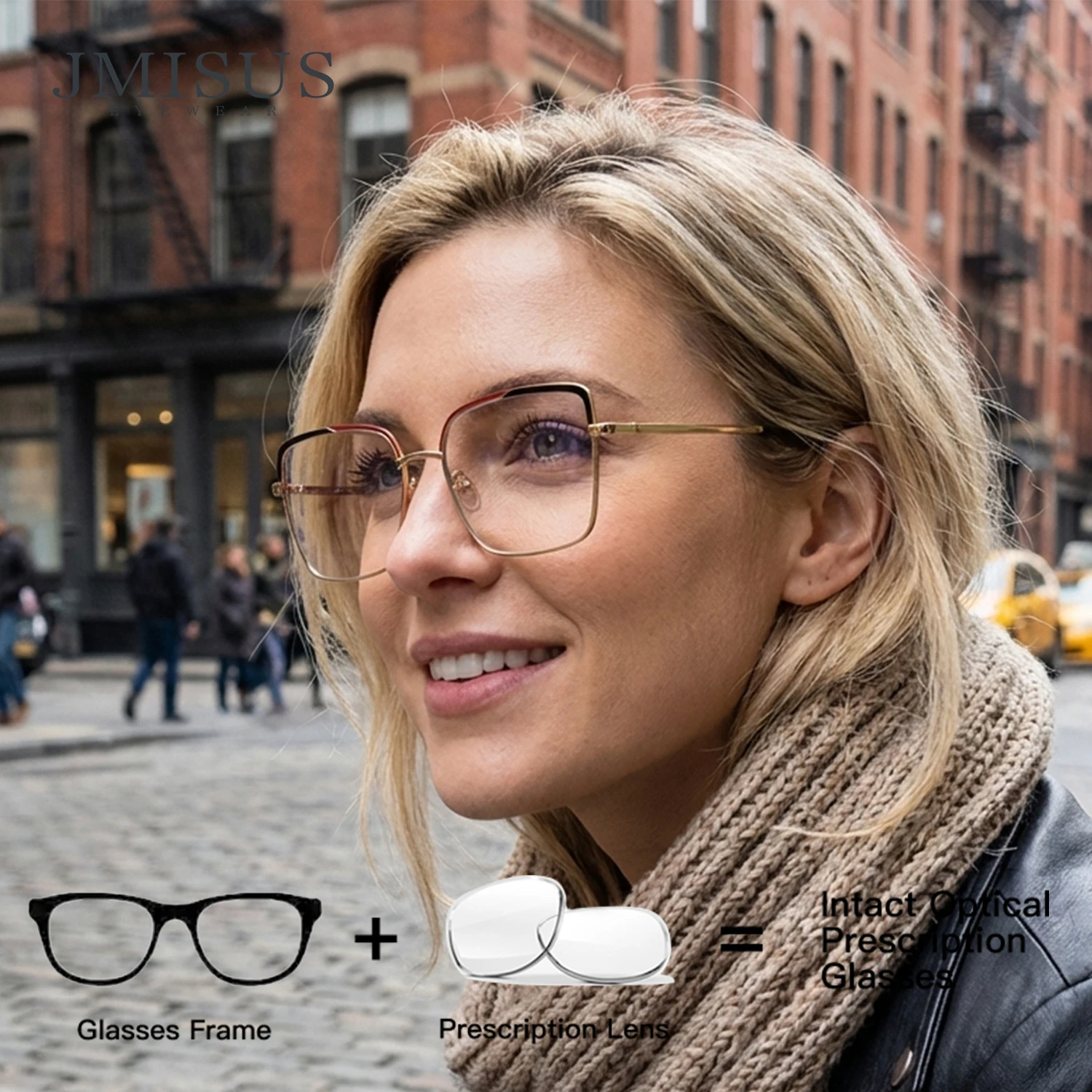 

JMISUS British Style Square Photochromic Prescription Sunglasses 2026 Women Fashion Geometry Custom Optical Eyewear