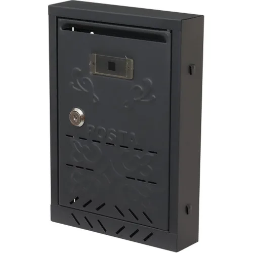 Eym Mail Box Akşan Brand Motif Decorated Metal Anthracite