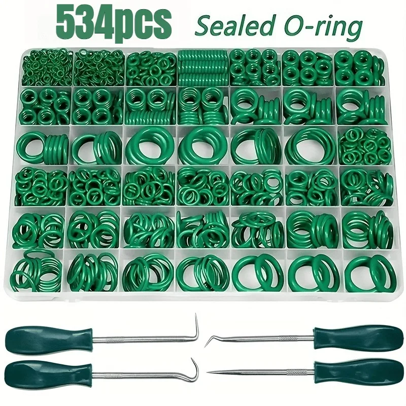 534pcs: Set of 530 O-Rings with an Auto Oil Seal Screwdriver, for Automotive Air Conditioning, Compressors, And Pipe Sealing