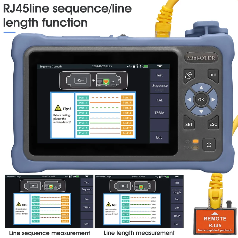 Imagem -05 - Mini Otdr Fibra Óptica Refletômetro Touch Screen Vfl Ols Opm Mapa de Eventos Ethernet Cabo Tester 1310 1550nm 26 24db