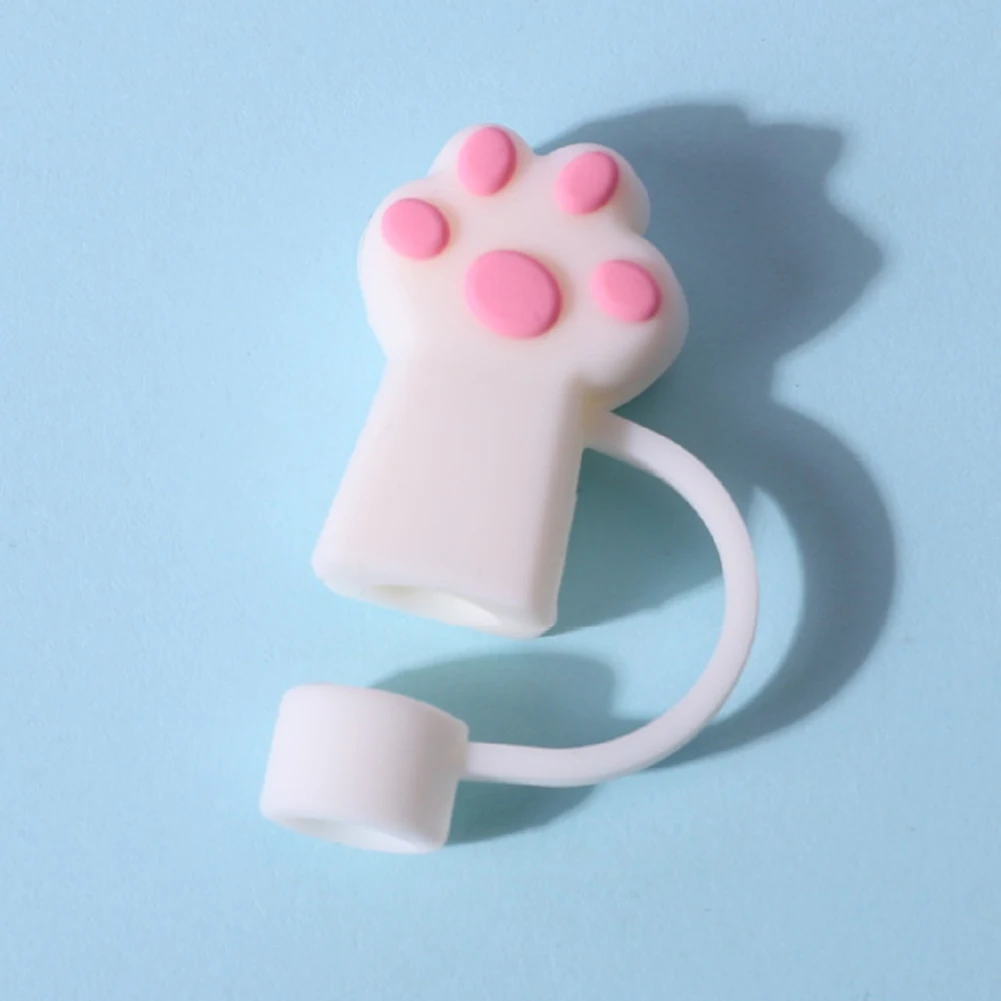 6/12/18Pcs Silicone Cat Paw Straw Covers for Stanley Cups 30/40 Oz Tumbler Accessories 10mm Cute Straw Toppers Protector Cap