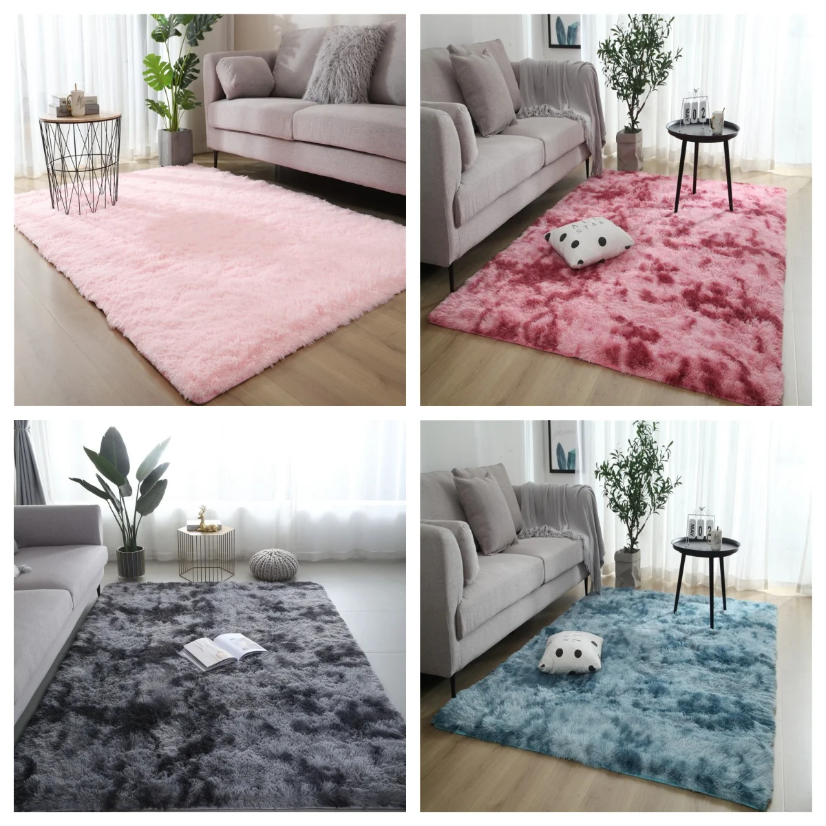 VIKAMA Batik-flauschige Teppiche für Wohnzimmer-Dekoration, Nachttisch-Teppich, warme Plüsch-Fußmatten, Kinderzimmer-Spielmatten, pelziger Teppich – Detail 10