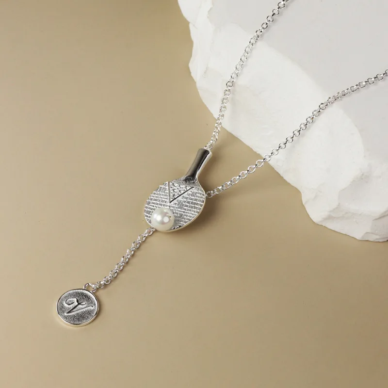 Miracle Sterling Silver 925 Original Invincible Table Tennis Sports Necklace Light Luxury Elegant Design Niche Collarbone Chain