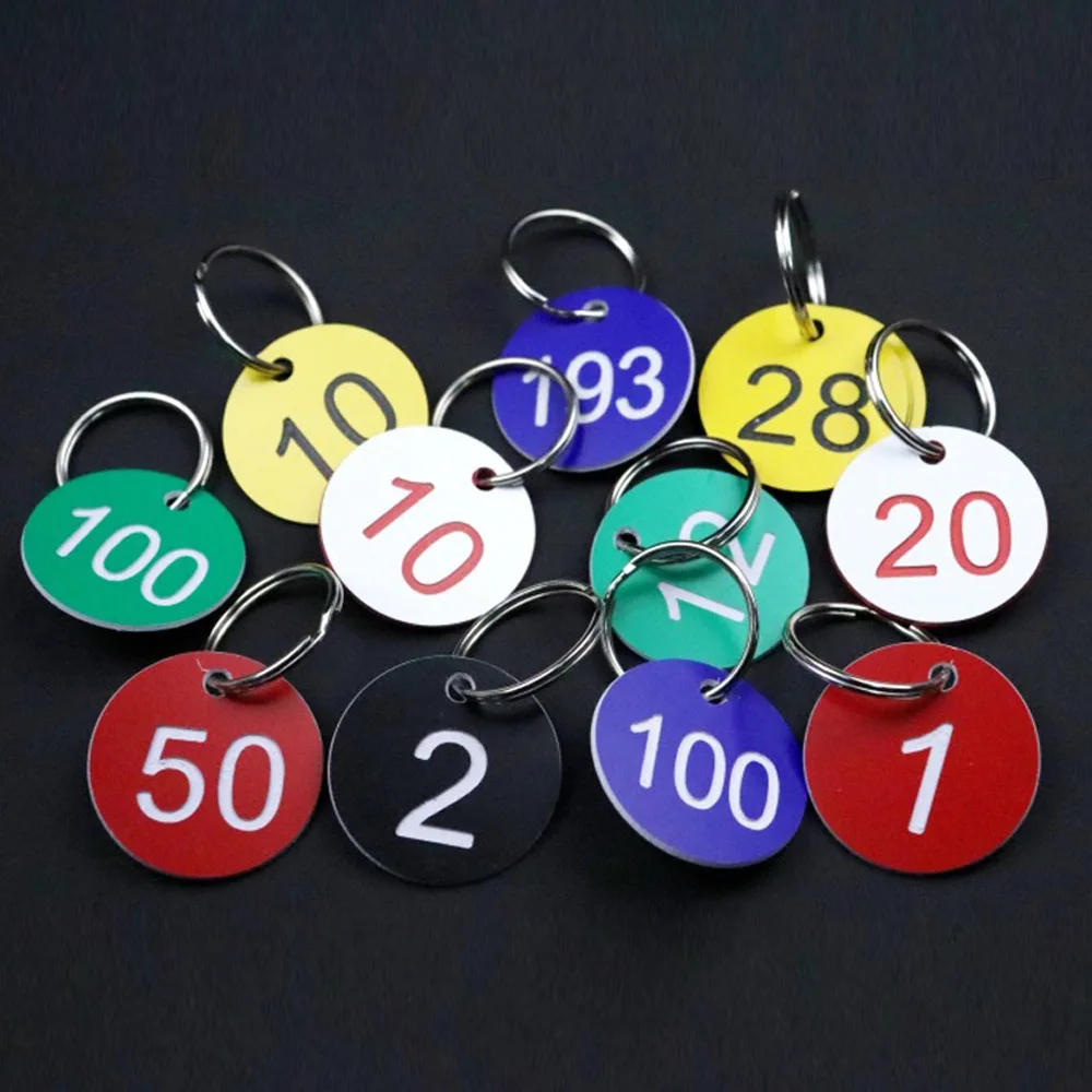 Number Tag KeyChain Round Plastic Plates KeyRing Sign For Key Dog Plate With Keyring Club ID Card Anti-lost Series Keychain