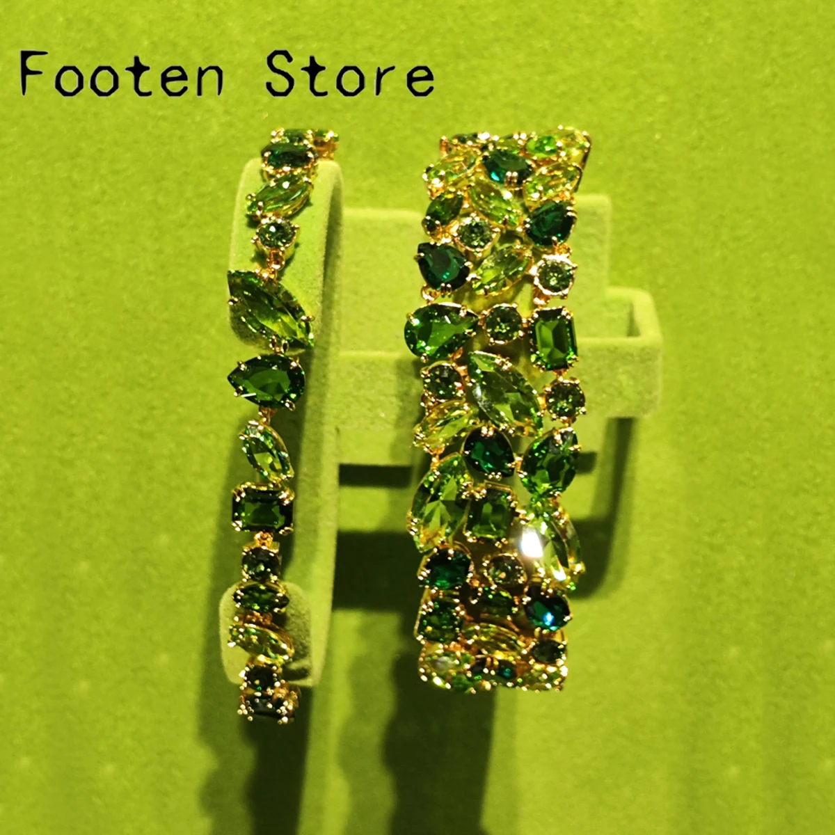 

Original 2025 New Trend Fine Jewelry Set Charming Grandmother Green Water Drop Crystal Luxury Women's Necklace Bracelet Earrings