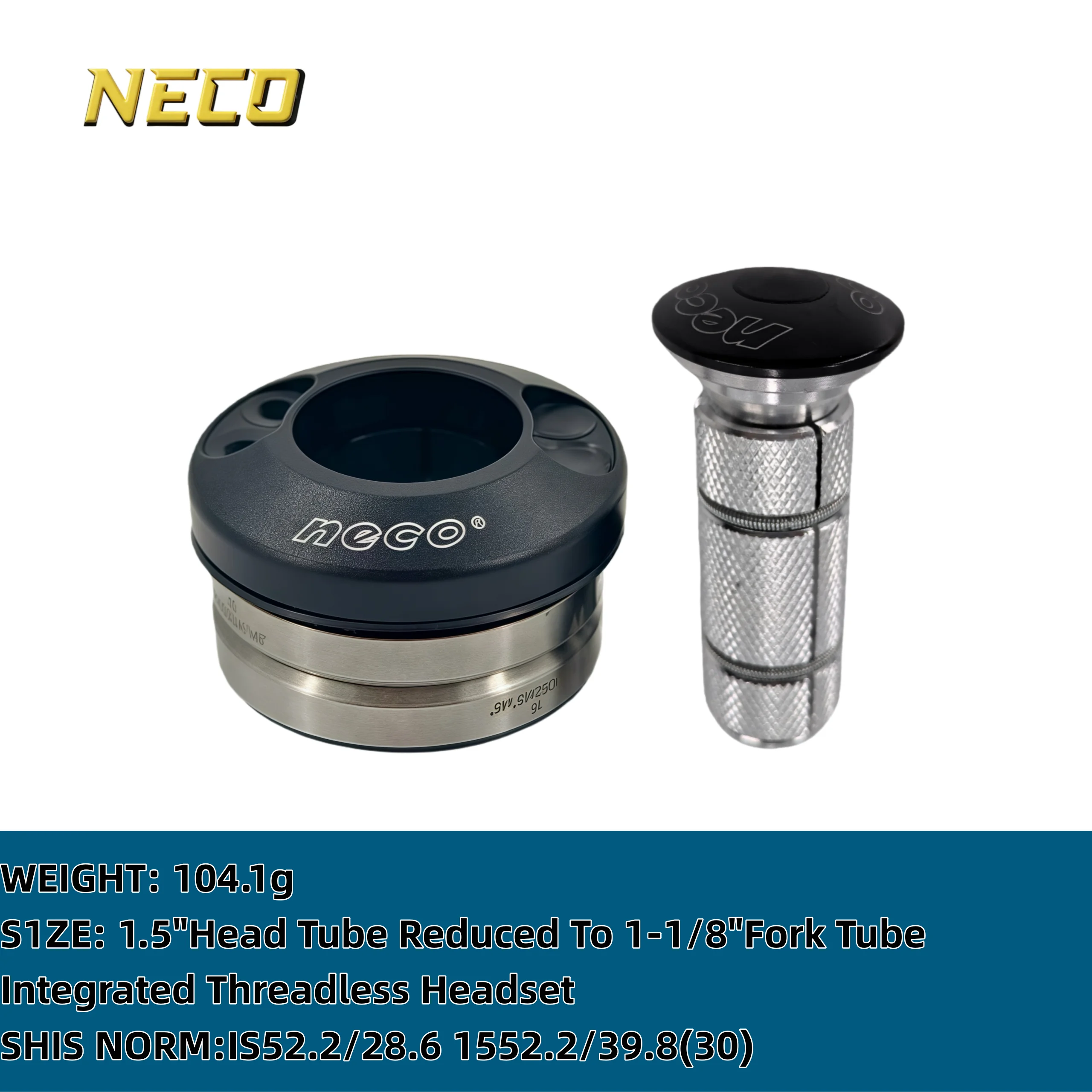 

NECO H322TP-1 aluminum threadless sealed bearing headset 1.5" to 1-1/8" bike headset IS52.2/28.6 IS52.2/39.8(30) for MTB/XCM/DH