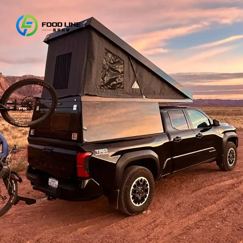 Customized ute slide‑in camping insert wedge rooftop tent multi‑purpose storage for 4x4 pickup remote wilderness camping trip