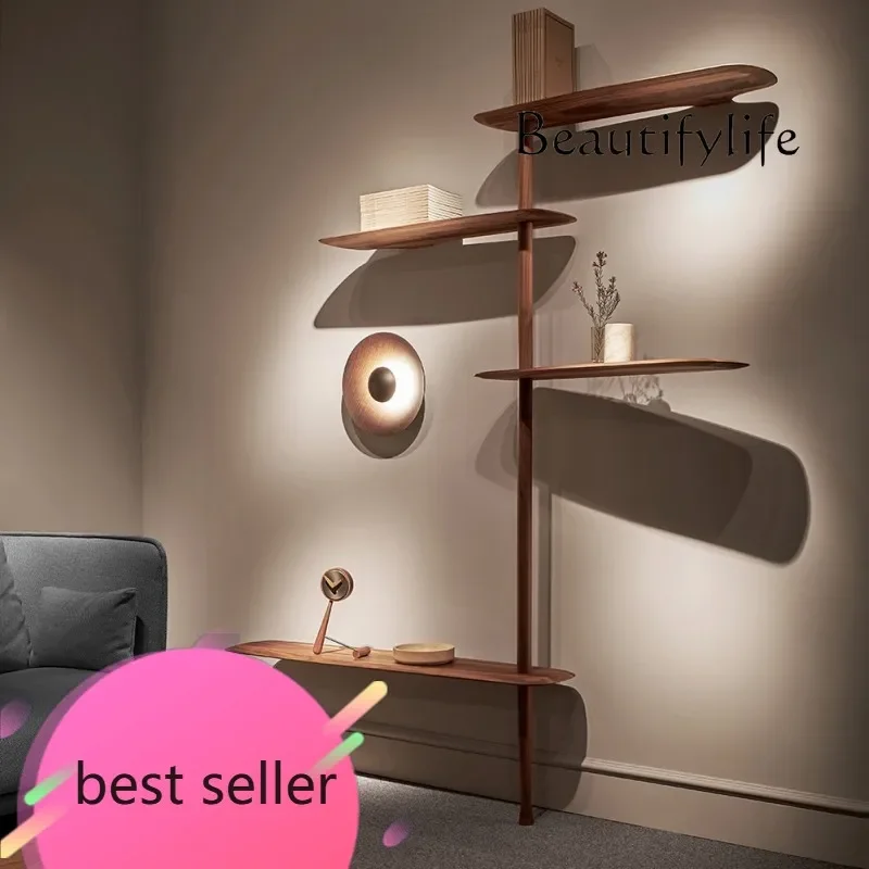 VV F Customizable North American Black Walnut Multi-Purpose Shelf Wall Fixed All Solid Wood Bookshelf