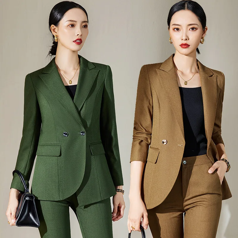 

2022 Business Suit Women's Autumn New Long Sleeve Temperament Goddess Style White Collar Manager Suit Jacket Overalls