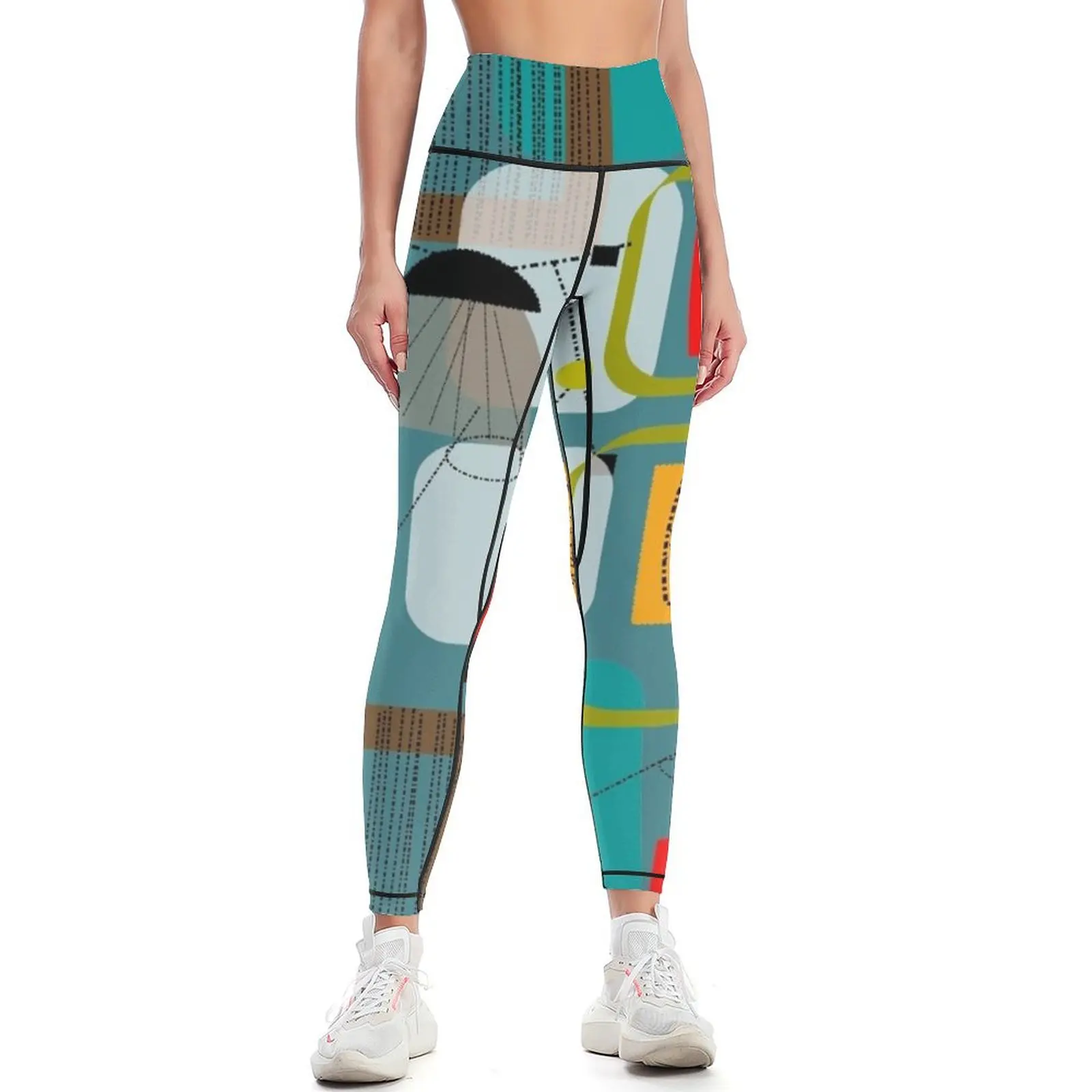 Mid-Century Modern Abstract Art III Leggings Women sports Women's tights Women's pants Womens Leggings