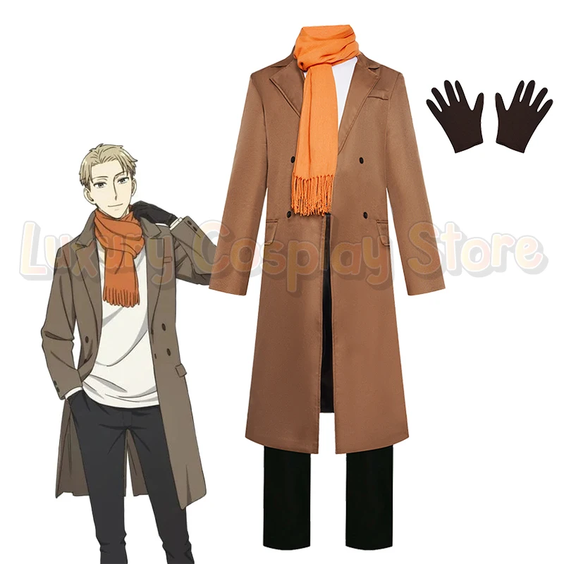 

Anime Loid Forger Cosplay Agent Twilight Costume Men Long Brown Trench Coat Pants Scarf Gloves Halloween Carnival Party Outfits