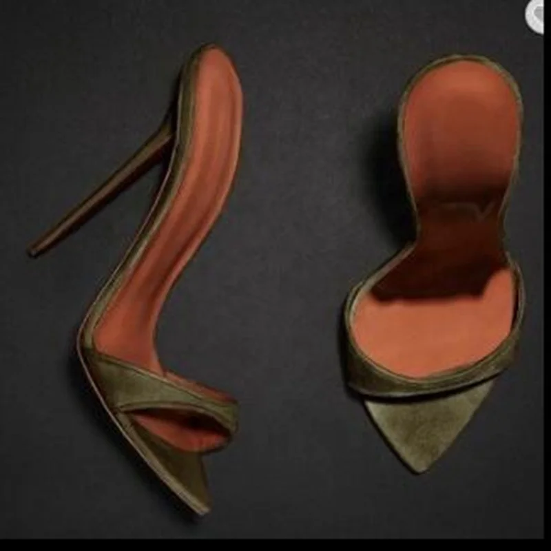 Mules de tacón alto para mujer, zapatos de tacón de aguja con punta abierta, con recortes, talla grande 45, envío directo