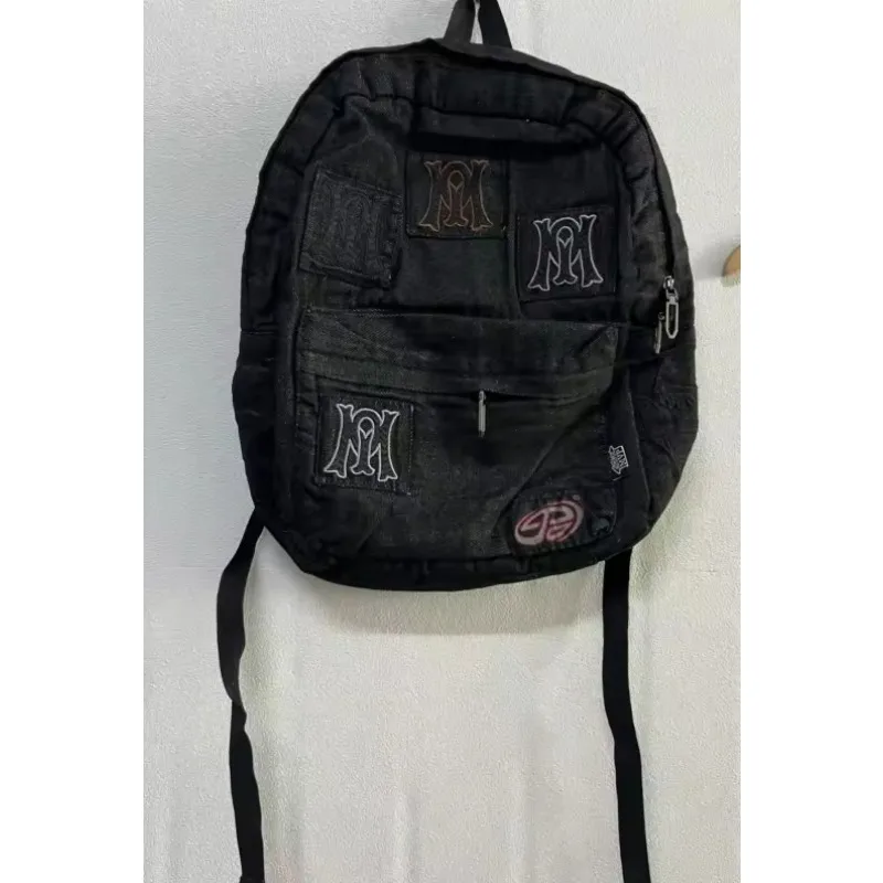 Y2k Embroidery Backpacks Women Washed Vintage Gothic Schoolbags MEN Design Mochila Casual School Backpack for College Students images - 6