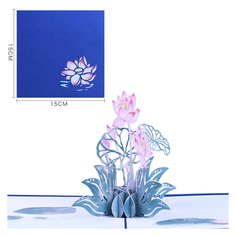 

Romantic 3D Lotus Pop Up Greeting Card, Thank You Card, Mother's Day, Flower, Anniversary, Sympathy Card, Get Well Card