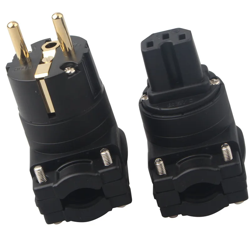 Connettore Audio hifi a forma di L curvo F1-12 rame placcato oro EU / AU / US