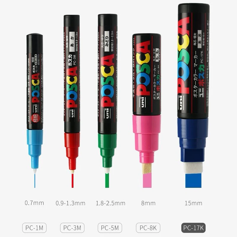 1pcs UNI POSCA PC-1M/3M/5M  Marker Pen Colores Paint  Highlighter for School Stationery Acrylic Graffitti Drawing Art Supplies