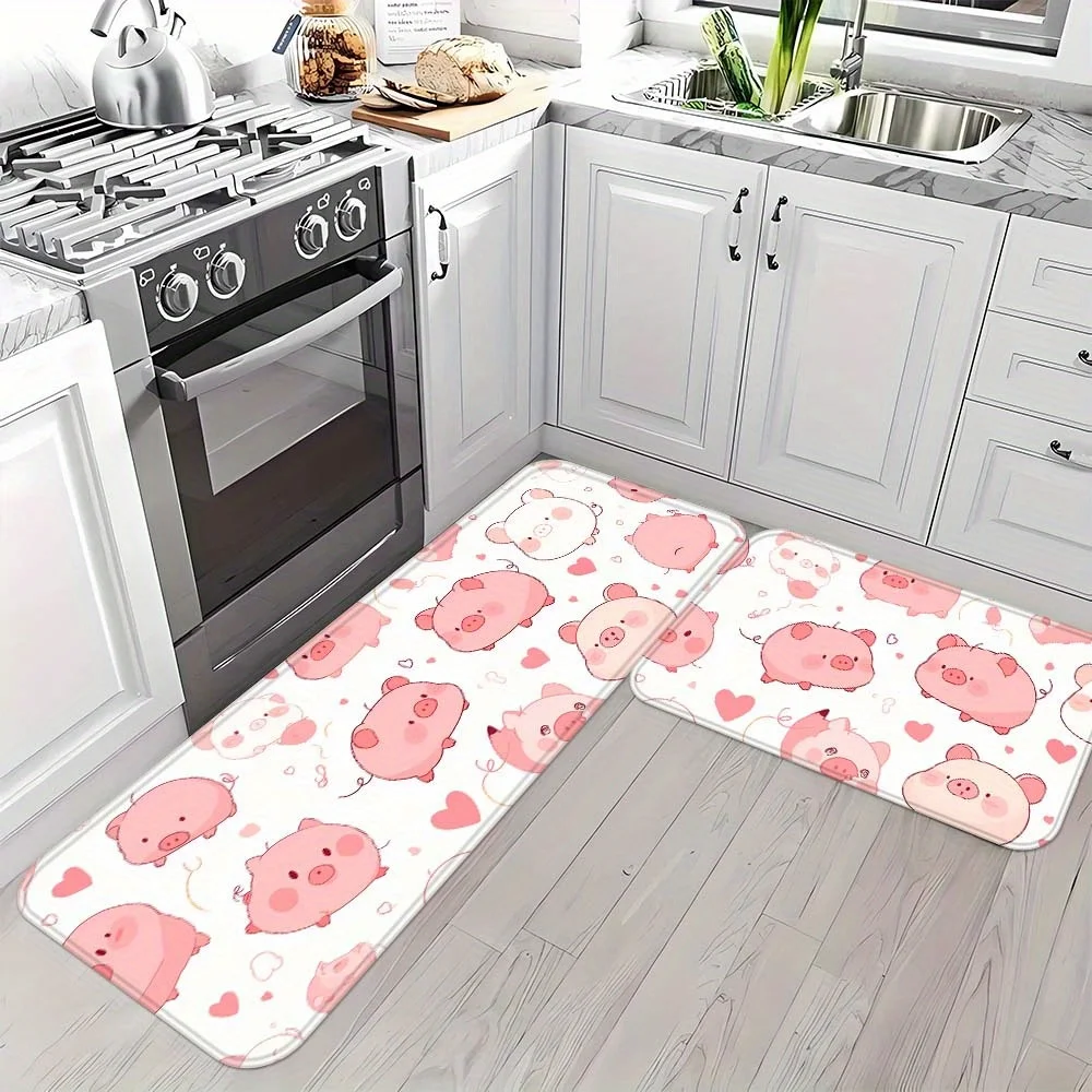 

Pink Cute Pig Pattern Bathroom Non-silp Doormat Suitable for Living Room Entrance Decorative Accessories Pad Kitchen Bedroom Rug