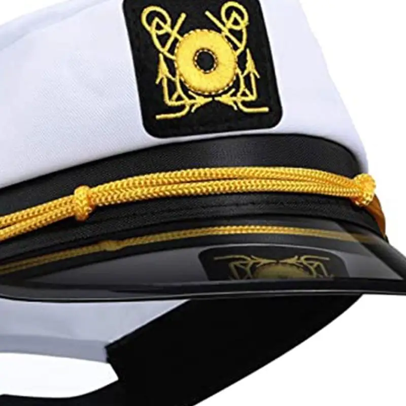 

652F Stylish Yacht Boat Captain Cap Marine Cap Embroidered Sailor Costume Cap Hat for Men Women Party Cosplay