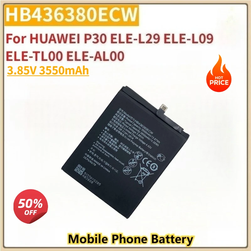 

New Replacement Mobile Phone Battery 3.85V 3550mAh HB436380ECW For HUAWEI P30 ELE-L29 ELE-L09 ELE-TL00 ELE-AL00