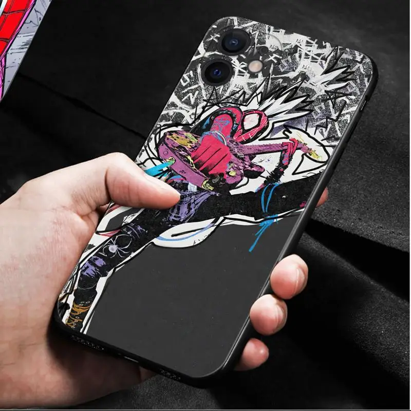 Marvel Spider Punk Hobie Brown Phone Case For Apple iPhone 15 11 14 13 12 Pro Max 13 12 Mini XS Max XR X 7 8 Plus Silicone Shell