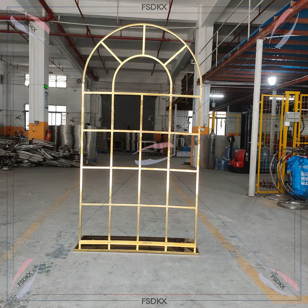 

Wholesale Wedding Metal Curtain Backdrop Stand Party Event Arch Golden Stainless steel For wedding Arrangment