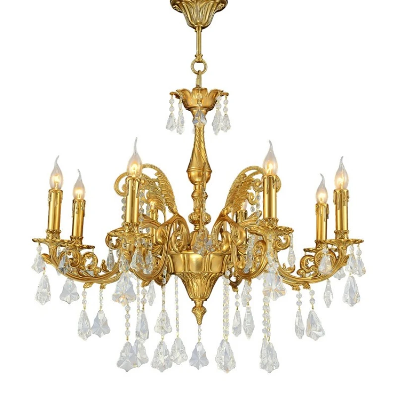 

French All Copper Chandelier Villa Hotel Room Crystal Chandelier
