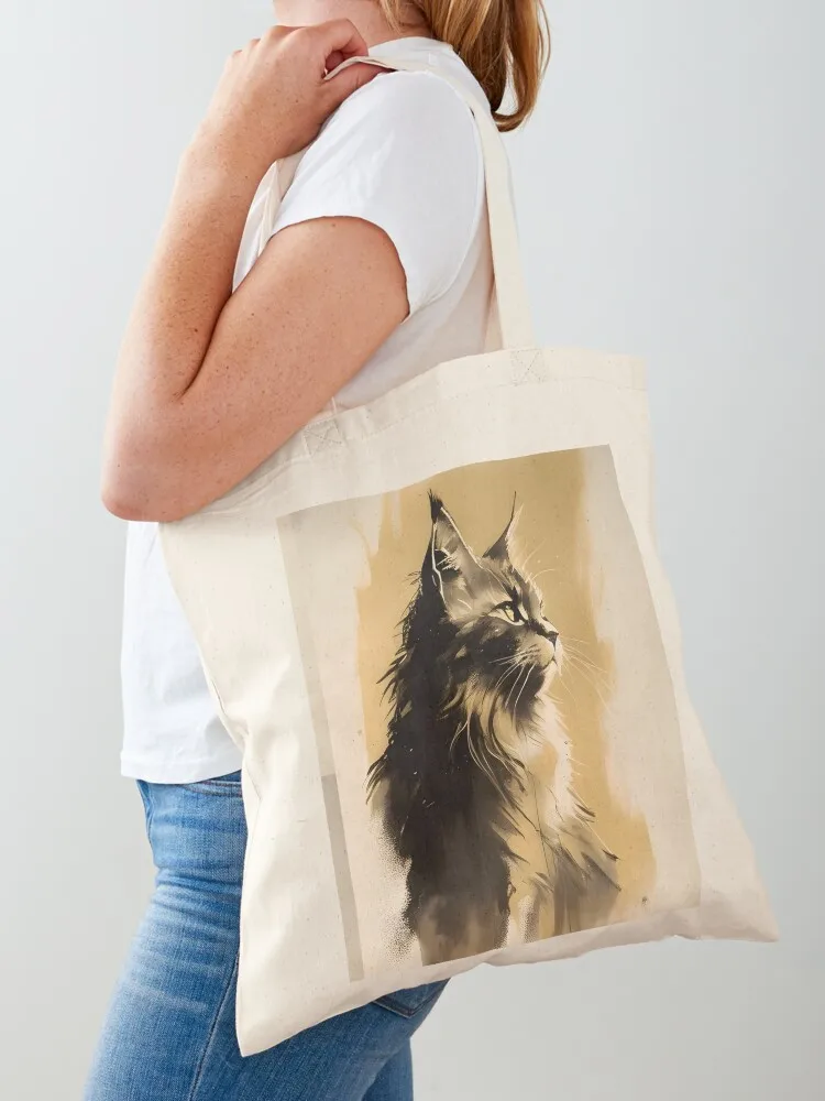 

Sepia Maine Coon portrait Tote Bag foldable reusable bag reusable shopping bags tote bag women
