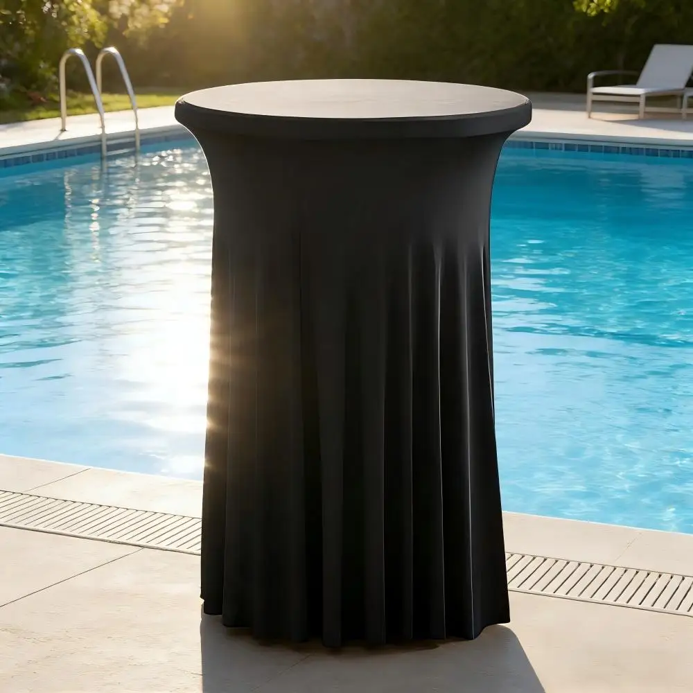 Weiße Farbe, hochwertige Cocktail-Tischdecke, Rock-Stil, modern, elegant, kommerzielle Besprechung, Bar, runde Sonnenblume, elastische Abdeckung – Detail 28