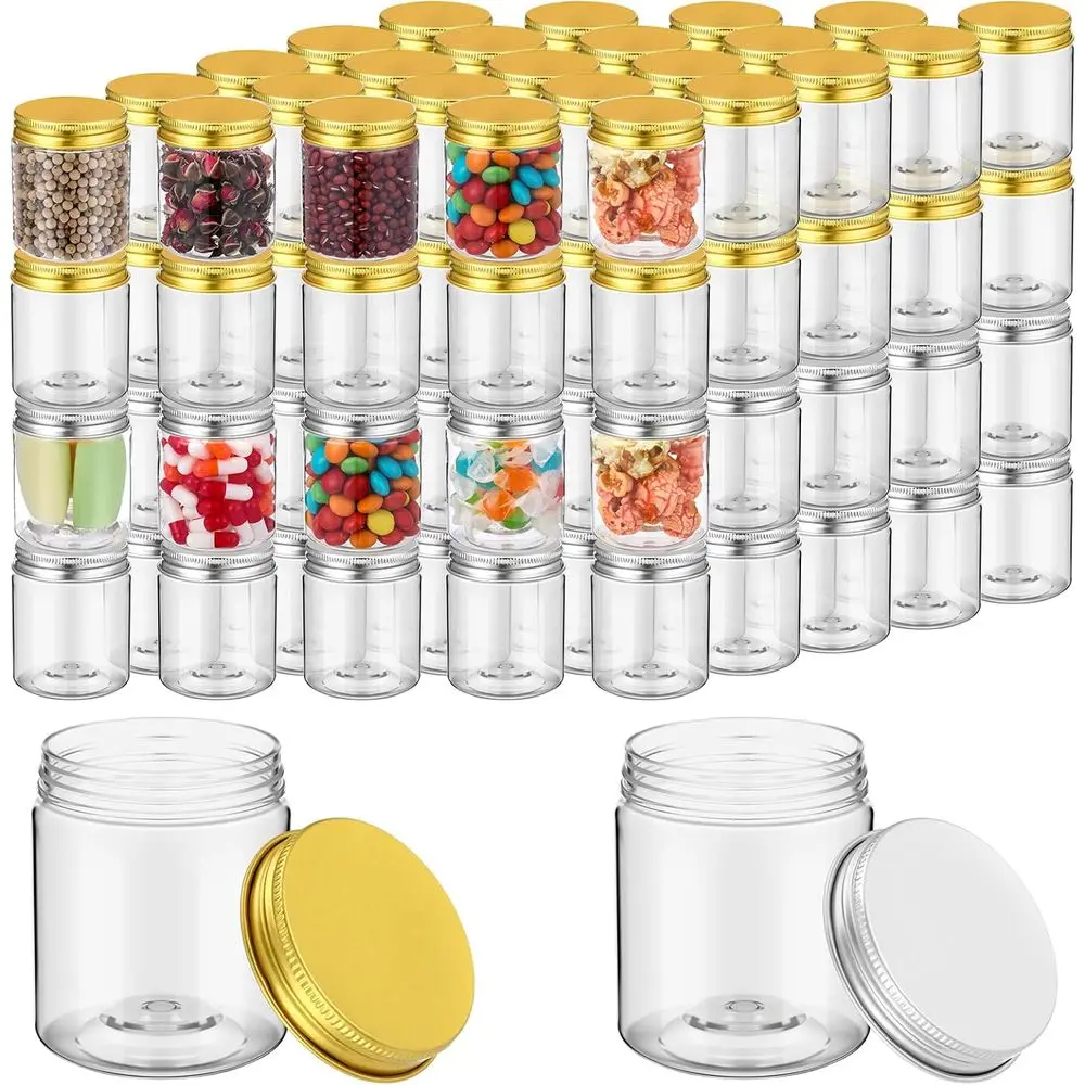 100 Pcs 4 oz Plastic Container Jars Clear Round Cosmetic Container with Lids, Plastic Jars with Screw Lids or Travel Storage, Ki