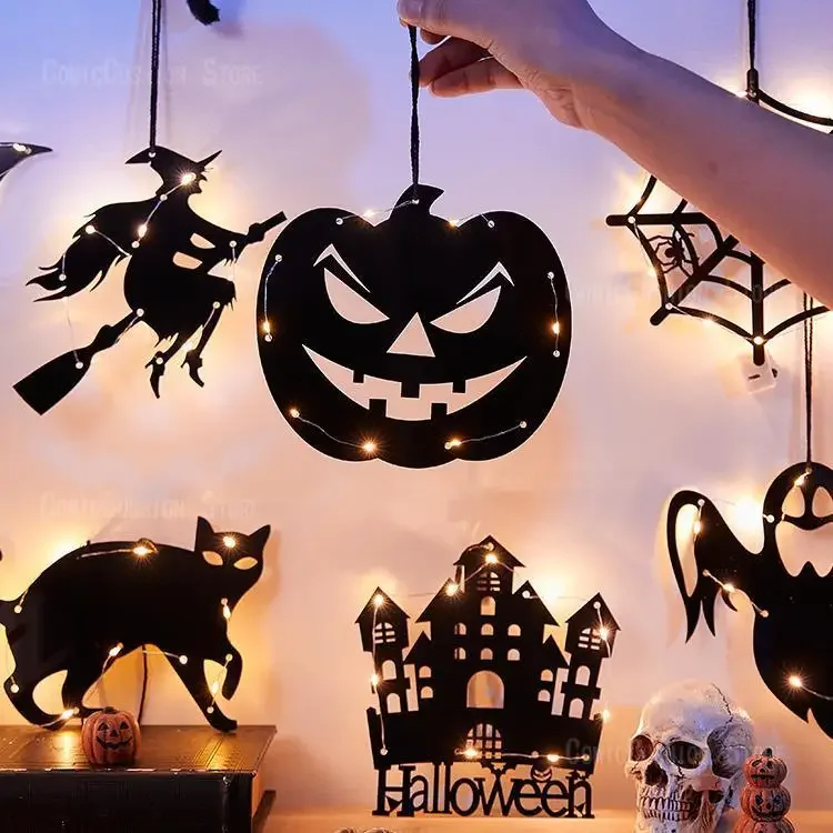 

Halloween decoration atmosphere luminous props pumpkin lantern castle background light activity theme scene arrangement hanging