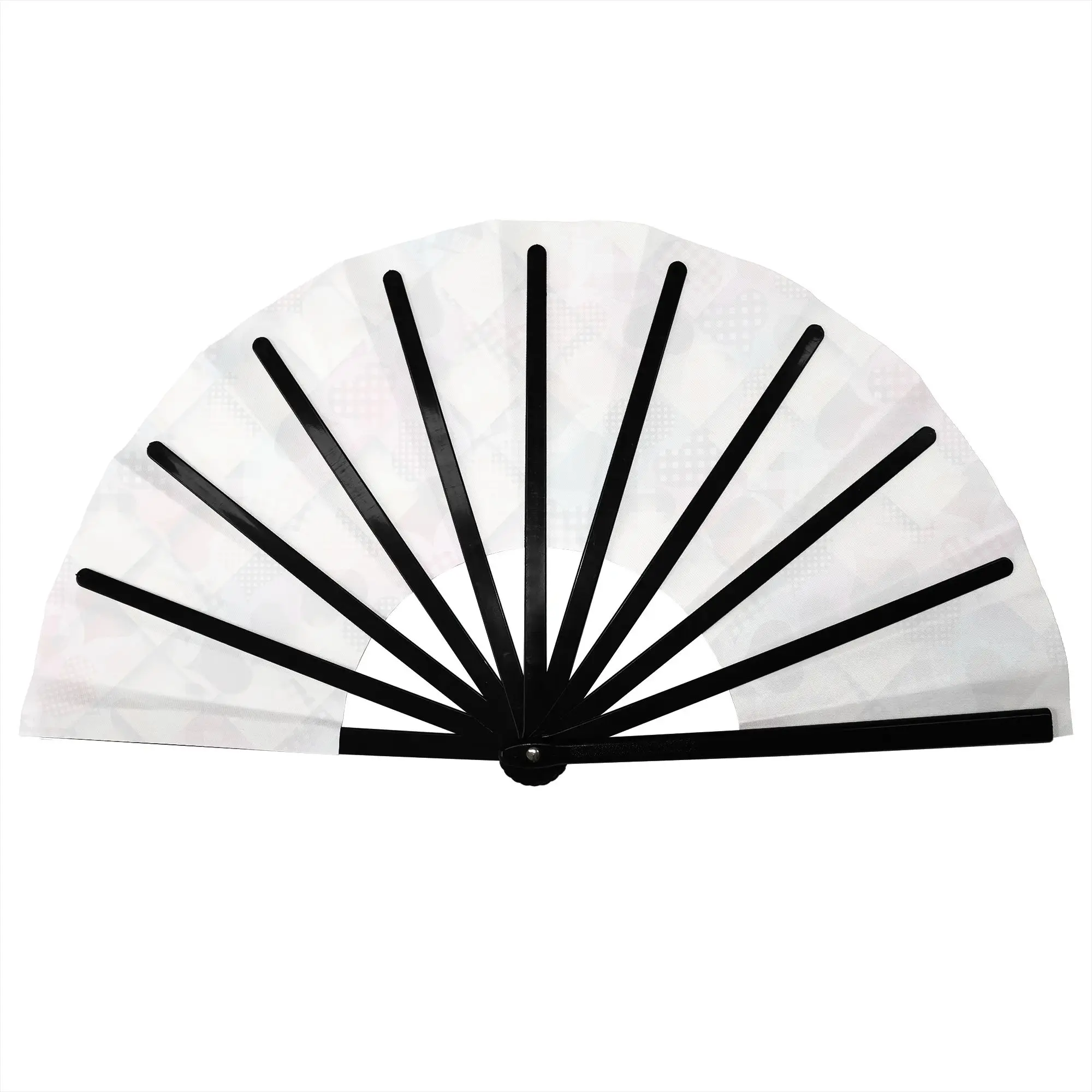 Valentine's Day Geometric Heart Op Art Hand Fan   Diagonal Plaid Heart  Printed Polyester Fan Vintage For Sports Events Gift
