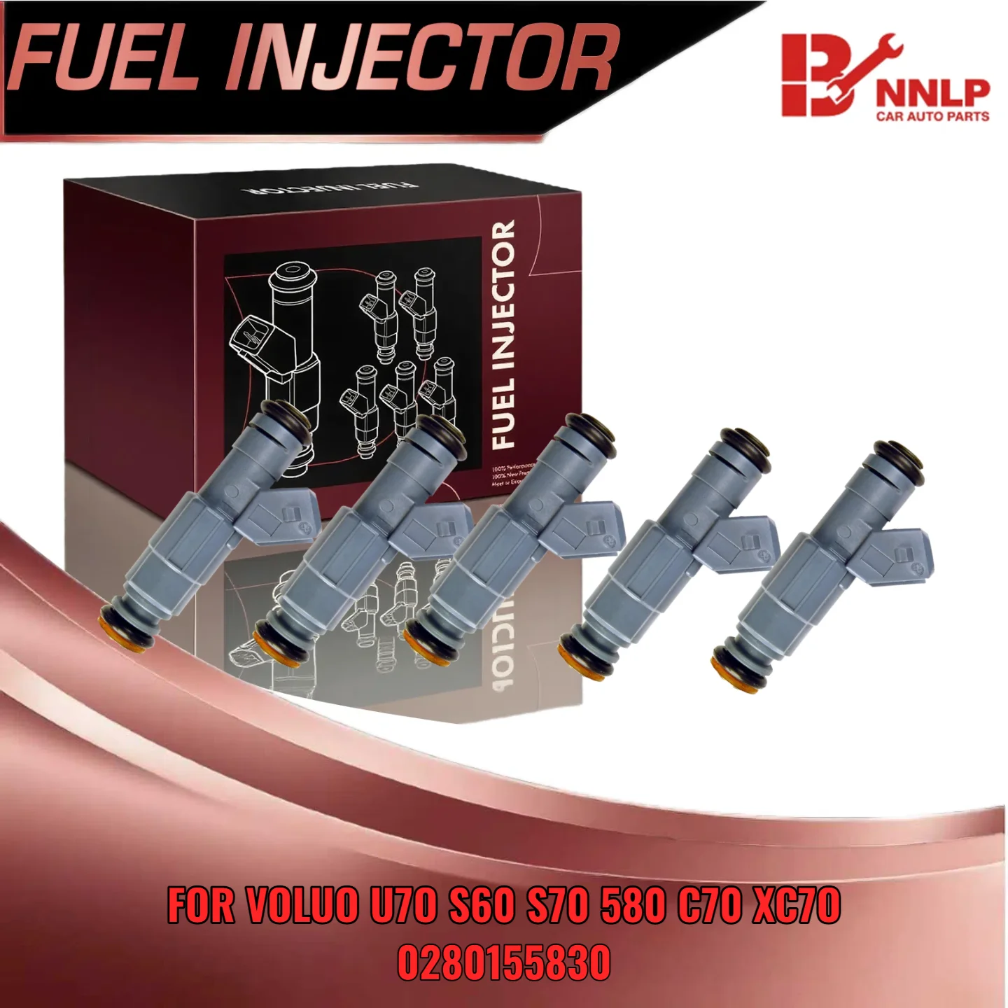 

5pcs Fuel Injectors For Volvo C70 S60 S80 1999 2006 2.3L 2.5L Turbo 0280155830