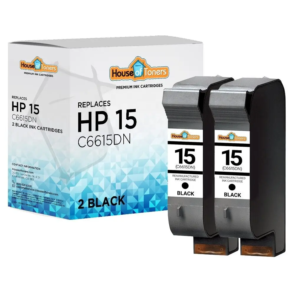 Paquete de 2 cartuchos de tinta remanufacturados HP 15 para copiadora a Color Deskjet 940/C/Cvr 310