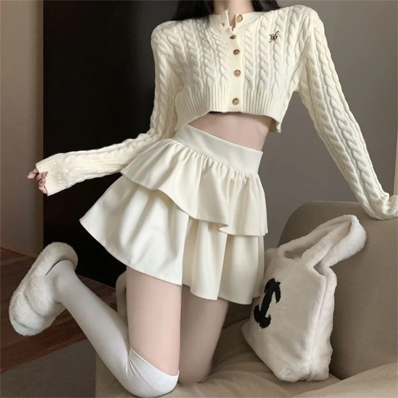 

2024 Spring and Summer Sense ruffled fluffy skirt female high-waisted thin hundred A-line cake half-body skirt