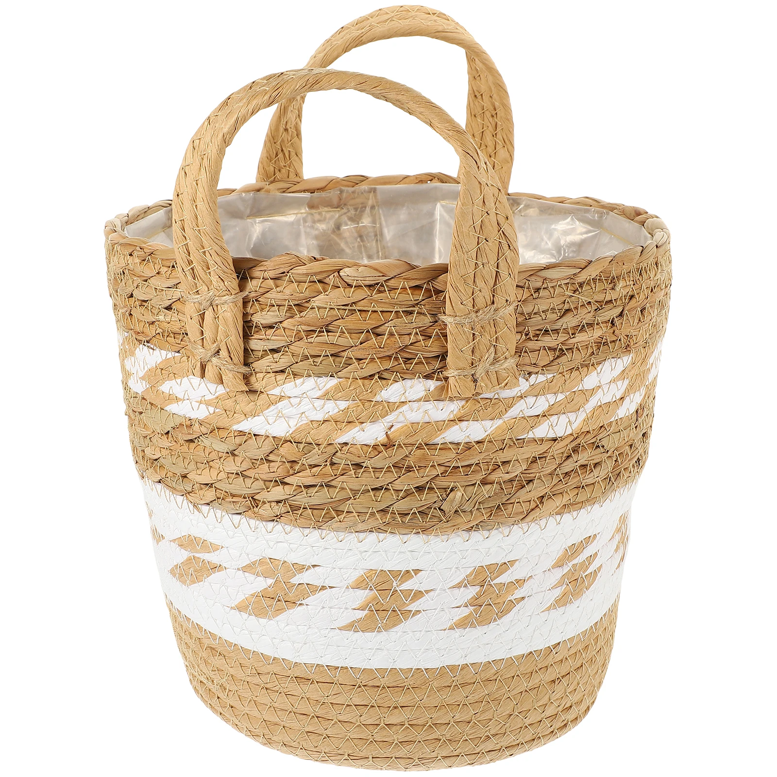 

1pcs Stylish Woven Seagrass Plant Large Indoor Outdoor Flower Pot Container Decorative Basket For Plants Flower Arrangement Home
