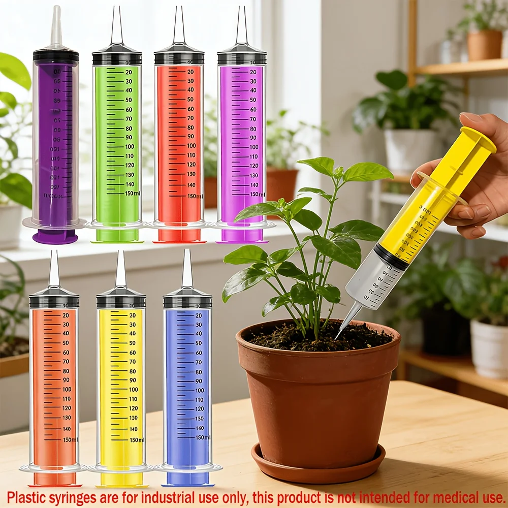 Seringue de mesure graduée colorée de 150 ml en plastique, sans aiguille, pour arrosage de plantes et application d'époxy