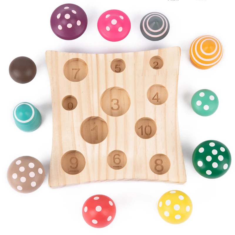 

Baby Teaching Aids Counting Game Montessori Rainbow Block Mushroom Math Toy Educational Learning Toy Toddler Fine Motor Training