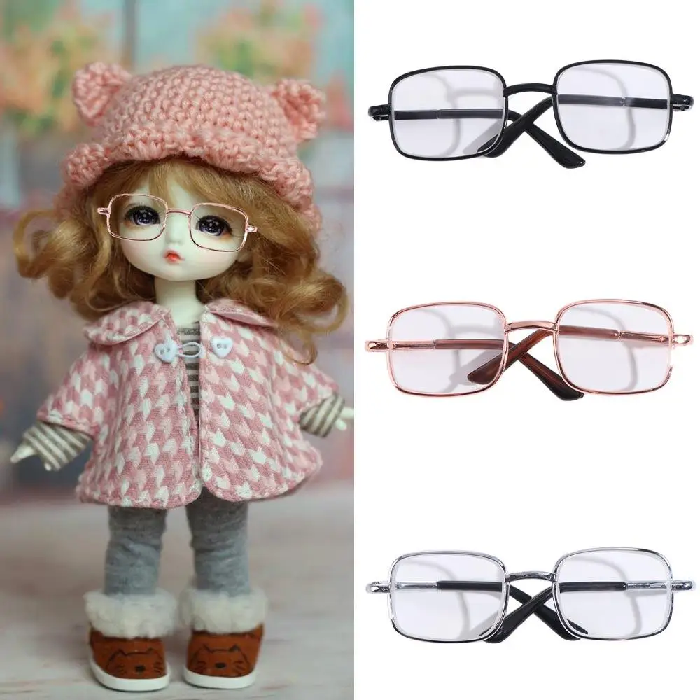 Gafas de muñeca de algodón Preppy de 8,5 CM, gafas de muñeco de peluche de ídolo plateado encantador, gafas con montura dorada de dibujos animados de 20CM para muñeca