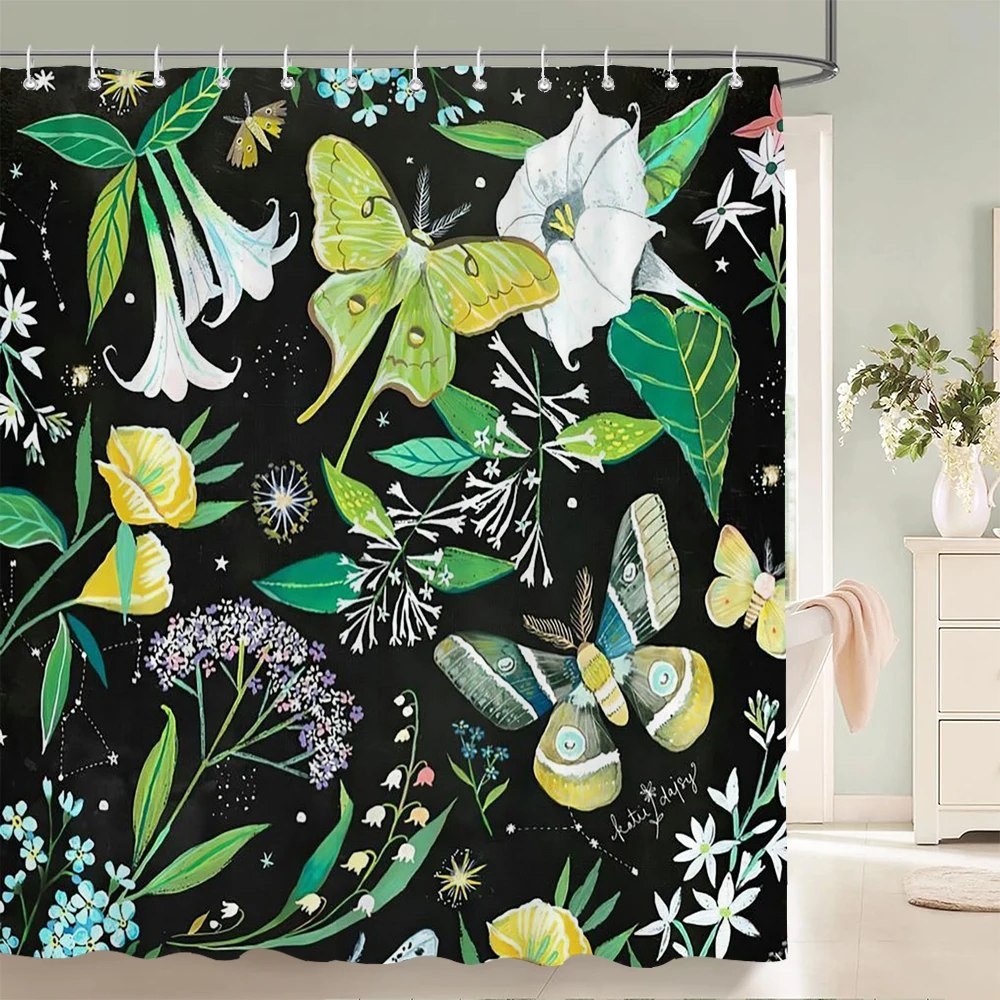 

Waterproof Flower leaves Shower Curtain For Bathroom Bath Curtains 3d Print Polyester Fabric Decor Multi-size Shower Curtains