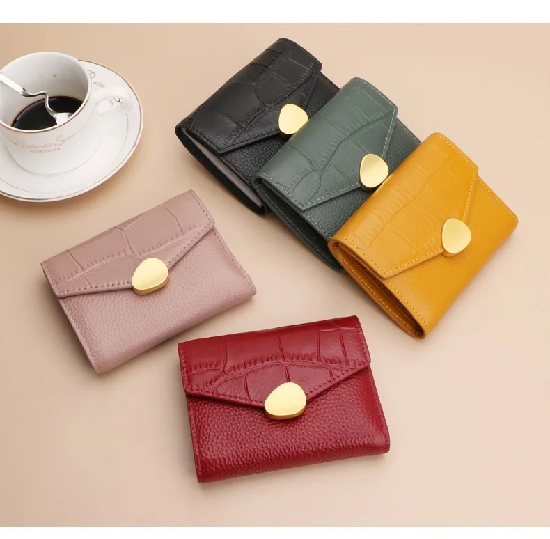 Brand Design Genuine Leather Women Wallets Fashion Alligator Moeny Short Wallet For Girls clutch Coin Purse Credit Card Holder