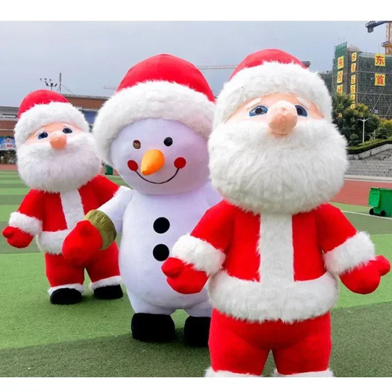 Inflatable Santa Claus Snowman Mascot Costume Adult Fancy Dress Christmas Party kawaii Mascot Costume Carnival Costumes