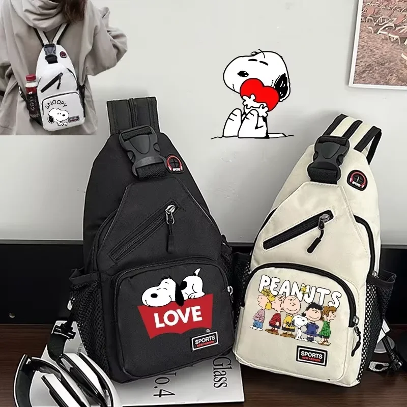 

Cute Snoopys Backpack Anime Figure Chest Pack Men Crossbody Bag Outdoor Boy Girl Sports Casual Sling Bag Trend Kid Birthday Gift