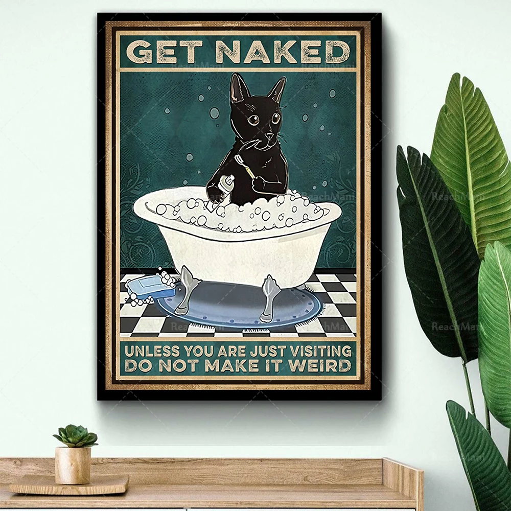 Black Cat Get Naked Don't Make It Weird Poster, Funny Cat Toilet Paper Poster, Black Cat Bathroom Poster, Cat Restroom Poster